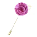 Lila Stoffblume Anstecknadel Brosche mit Goldblatt, elegantes Anzugaccessoire für Damen und Herren - Dunkelrosa