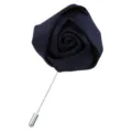 Dunkelblaue Satin Rosen Reversnadel Anstecknadel Stoff Blume Brosche Herren Anzug Zubehoer - Schwarz