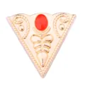 Vintage gold tone triangular collar brooch with red enamel stone for men's shirts - Triangle Collar Pin / Gold Base with Red Dots