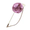 Rosa Stoff Blume Reversnadel Brosche mit Goldkette Anzug Zubehör für Herren und Damen chic - Lotosrosa