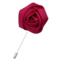 Elegante Satin Stoff Rose Blume Reversnadel langer Stab Ansteckblume Brosche Anzug Zubehör - Burgunderrot