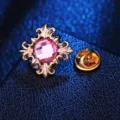 Koreanische Stil Kristall Kreuz Brosche, elegante rosa Strass Kragen Anstecknadel. - Goldton mit rosafarbenem Stein