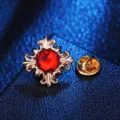 Kristall Kreuz Brosche Roter Strass Goldfarben Kragennadel Modeschmuck Hemd Zubehör - Gold Roter Zirkon