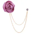 Elegante violette Stoffrosen Anstecknadel mit doppelten Goldketten und Strassstein für Anzüge. - Fuchsie