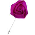 Himbeerrosa Stoff Rose Anstecknadel für Herren Anzug, elegante Stoffblume Brosche lang. - Fuchsia