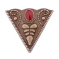 Vintage triangle brooch bronze red stone collar pin retro shirt collar clip jewelry for men - Triangle Collar Pin / Antique Bronze Base with Red Dots