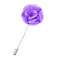 Lila Stoff Rose Reversnadel Brosche, elegante flauschige Blumen Anzug Accessoires fur Herren. - Hellviolett