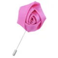Rosa Stoff Rose Anstecknadel Boutonniere Langer Metallstab Brosche für Herren Anzug - Dunkelrosa