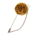 Stoff Blume Reversnadel Anstecknadel Herren Anzug Kette Brosche Hochzeit Schmuck - Kurkuma