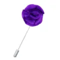 Lila Stoff Rose Reversnadel für Herren Anzug, elegante Ansteckblume Brosche Zubehör. - Dunkellila