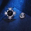Silber Kristall Kreuz Brosche Gothic Stil Reversnadel Schwarzer Strass Anzug Schmuck - Silber mit schwarzem Strass