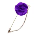 Lila Stoff Rosen Anstecknadel mit goldener Kette für Herren Anzug Kleidung Variante - Dunkellila
