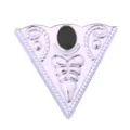 Vintage silver triangular collar clip western shirt brooch with black stone and embossed details - Triangle Collar Pin / Silver with Black Dots