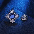 Elegante blaue Kristall Kreuz Broschen Nadel, Retro Kragen Anstecknadel fuer Hemd. - Silber Basis Dunkelblau Strass