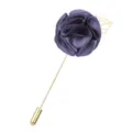 Elegante violette Stoffblume Reissverschluss Brosche mit Goldstab und Blaetter Variante. - Grau