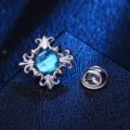 Blaue Kristall Kreuz Brosche Nadel silberfarben Metall Reversnadel modisches Zubehoer Variante - Silberfarben Seeberau Strass