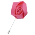 Rosa Stoff Rose Anstecknadel mit langem Silber Pin fuer Herren Anzug Hochzeit Accessoire - Wassermelonenrot