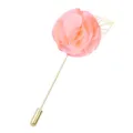 Rosa Stoff Rose Reversnadel Gold Metall Stiel Herren Anzug Brosche Mode Accessoire - Aprikose