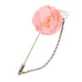 Rosa Stoff Rose Blume Brosche Nadel mit Gold Kette Revers Accessoire für Herren Anzug. - Aprikose