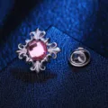 Exquisite Kristall Kreuz Brosche Nadel für Damen, Vintage Stil Kragen Zubehör für Hemden. - Silberton Rosa Strass