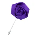 Violette Stoffrose Reversnadel mit langer Silbernadel, elegantes Anzug-Accessoire elegant - Dunkellila