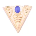 Retro gold triangular brooch blue stone collar pin vintage style fashion metal shirt accessory - Triangle Collar Pin / Gold Base with Blue Dots