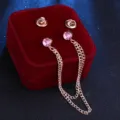 Rosa Strass Doppelketten Kragennadel Hemd Brosche Variante, schönes Kristall Design. - Rosa (Goldbasis)