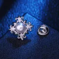 Klassische silberne Kreuz Perle Brosche Reversnadel stilvolles Hemd Kragen Zubehör - Silber Künstliche Perle