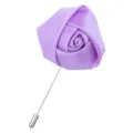 Lila Stoffband Rosen Blume Anstecknadel Brosche mit silberner langer Nadel für Anzug - Hellviolett
