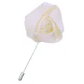 Weisse Satin Band Stoff Rose Reversnadel Brosche fuer Herren Anzug formelle Accessoires - Beige