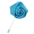 Blaue Schleife Rosen Brosche mit langer Nadel, elegante Stoff Blumen Anstecknadel für Anzüge. - Pfauenblau