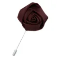 Weinrote Stoffrose Reversnadel, elegante Satin Blumen Brosche mit langer silberner Anstecknadel - Dunkelbraun