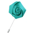 Türkis Stoff Rose Anstecknadel Brosche mit langer Nadel für Herren Anzug Hochzeit Accessoire - Hellgrün