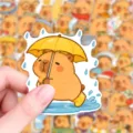 Cute capybara waterproof sticker detail view, perfect for journal and notebook decoration. - Capybara Series (T01043882) / 50 Pieces Pack