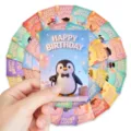 Cute cartoon animal birthday greeting cards set, funny party gift decoration cards. - 3D Cartoon Penguin Style (RXHA0147) / 36 Pieces/Pack