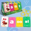 Educational flashcards toy for kids alphabet learning words cards with stand and rings. - 104 Pcs Early Education Card Set (T01043654)