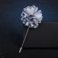 Handmade Grey Fabric Flower Lapel Pin Brooch Suit Corsage Accessory for Men and Women - Light Blue