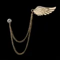 Broche de cadena con diamantes de imitación de ala de ángel dorada accesorios - Dorado