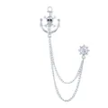 Broche homme crâne ancre chaîne strass cristal mode costume revers badge bijoux. - Argent