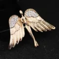 Lujo Oro Alas de Ángel Estrás Broche Vintage Solapa Pin para Traje Jersey - Dorado