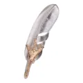 Silver feather brooch with gold eagle claw pin, elegant suit coat accessory for men and women. - Silver Feather and Gold Eagle Claw