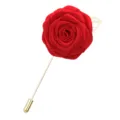 Rote Stoff-Rosen-Broschen-Nadel mit Goldstab und Blatt, vielseitiges Mantelaccessoire - Rot