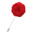 Rose en tissu rouge boutonnière pour costumes d'hommes élégante broche de fête de mariage. - Rouge