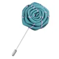 Broche fleur de rose en tissu pour homme, bleu sarcelle avec coutures roses, accessoire de costume. - Vert Lac