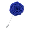 Broche Fleur de Rose en Tissu Bleu Fait Main Accessoire de Costume Homme pour Mariage Fête - Bleu