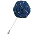 Broche fleur de rose en tissu pour homme, épingle de costume bleu foncé élégante. - Bleu Marine