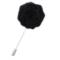 Broche rose en tissu noir avec longue épingle en métal argenté pour hommes et femmes mode - Noir