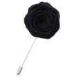 Broche de costume pour homme avec épingle longue en métal et rose en tissu noir fait main - Noir