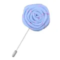 Broche Fleur De Rose En Tissu Bleu Clair Fait Main Pour Costume Homme Accessoire - Bleu clair