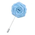 Épingle de revers fleur de rose en tissu bleu broche de costume mode homme et femme - Bleu clair